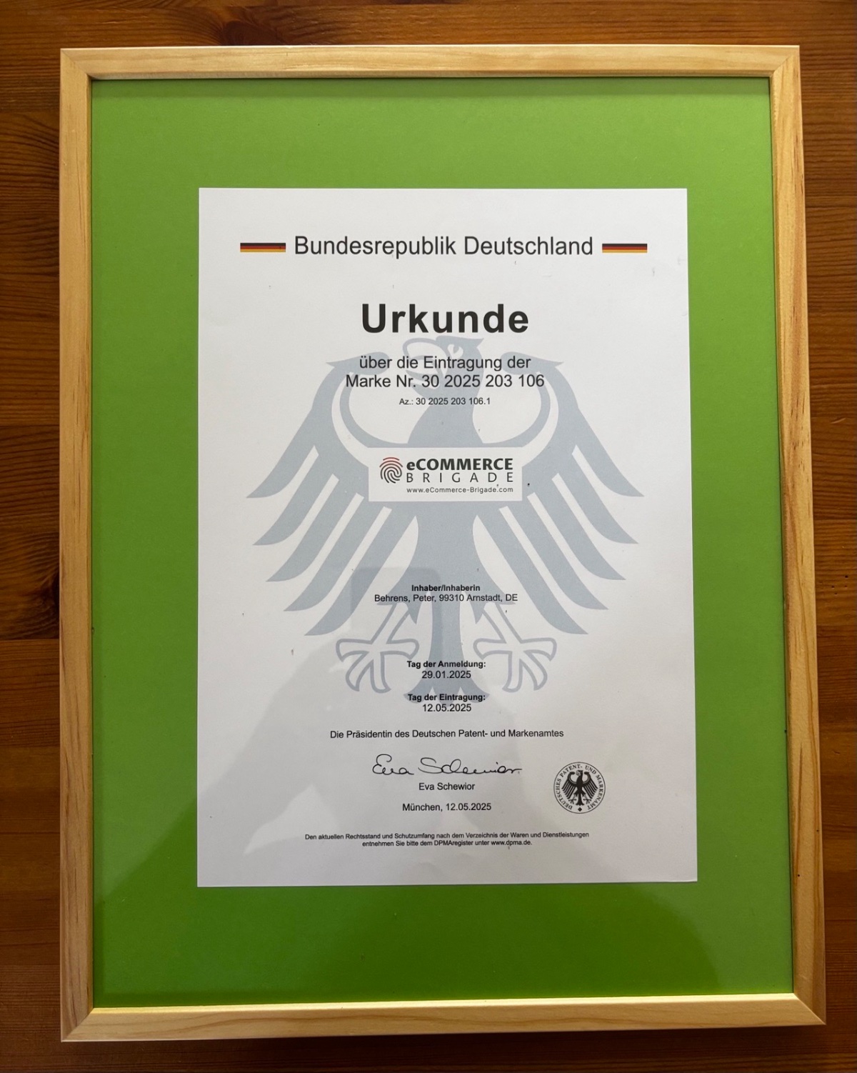 DPMA Urkunde